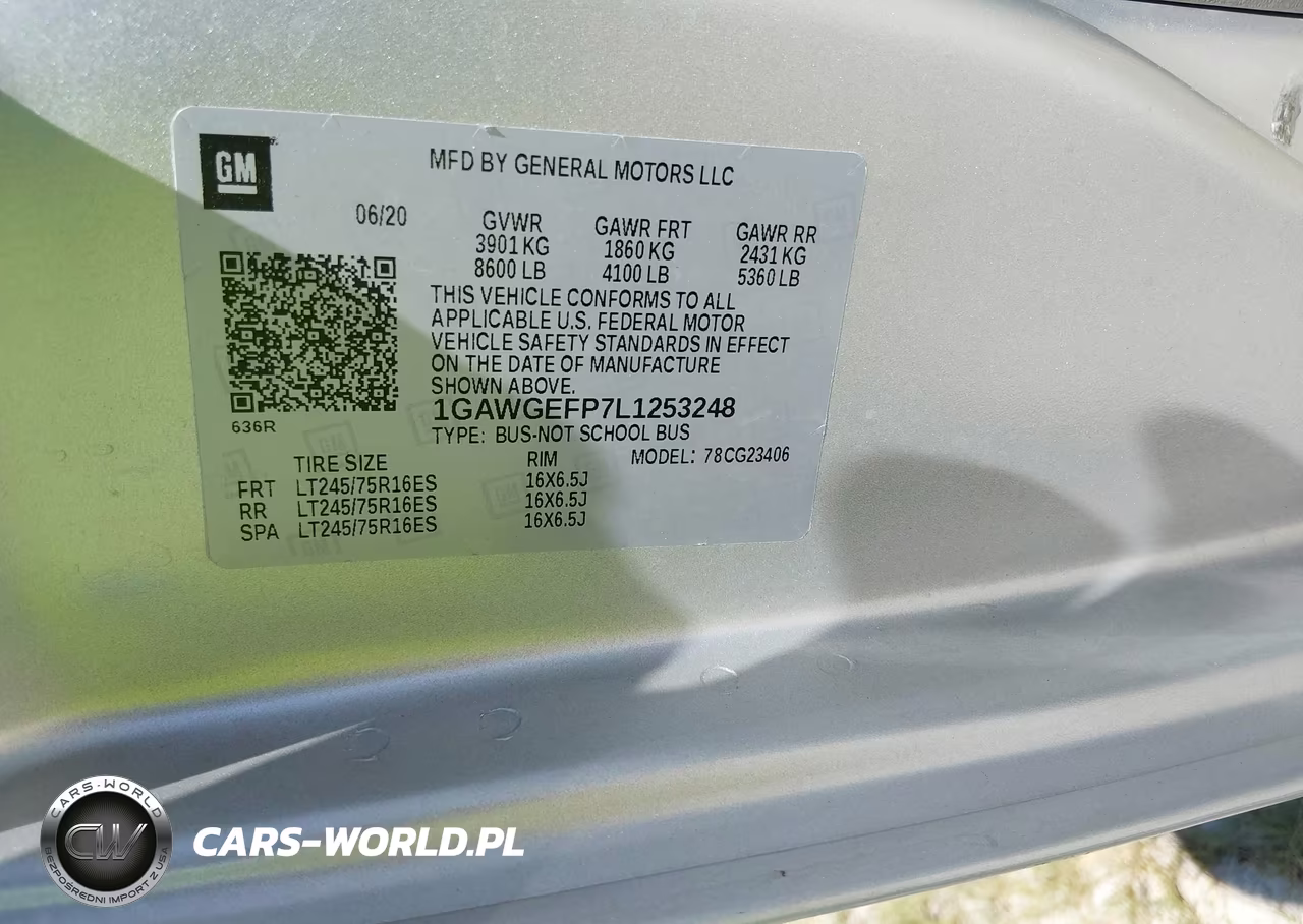 2020 Chevrolet Express Passenger Rwd 2500 Regular Wheelbase Ls VIN:1GAWGEFP7L1253248 - 9