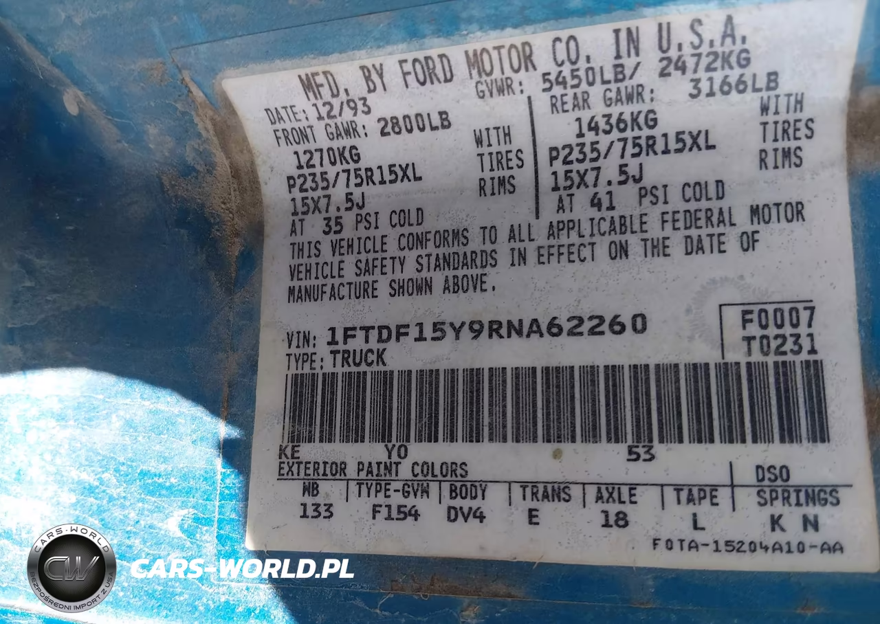 1994 Ford F150 VIN:1FTDF15Y9RNA62260 - 9