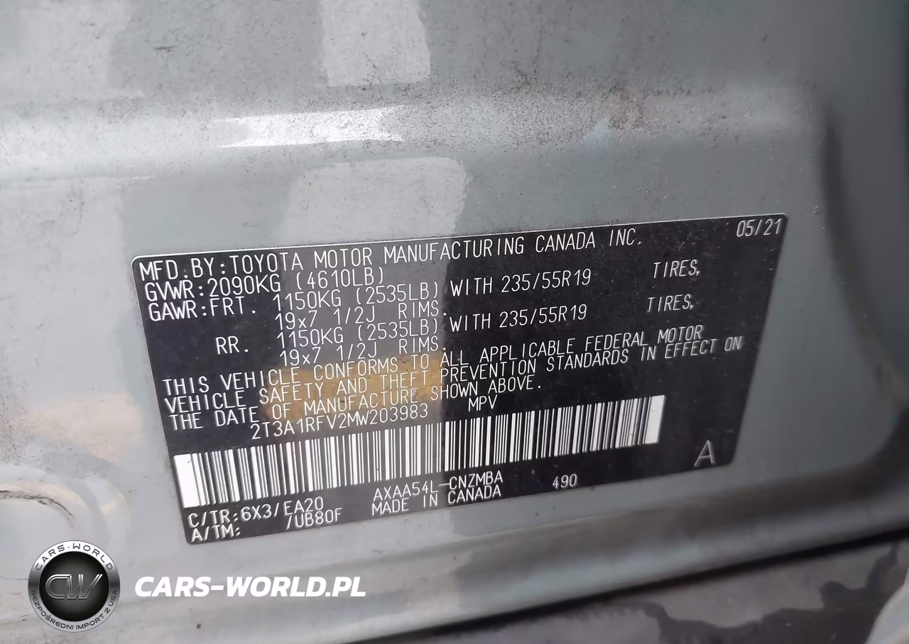 2021 Toyota Rav4 Xle Premium VIN:2T3A1RFV2MW203983 - 9