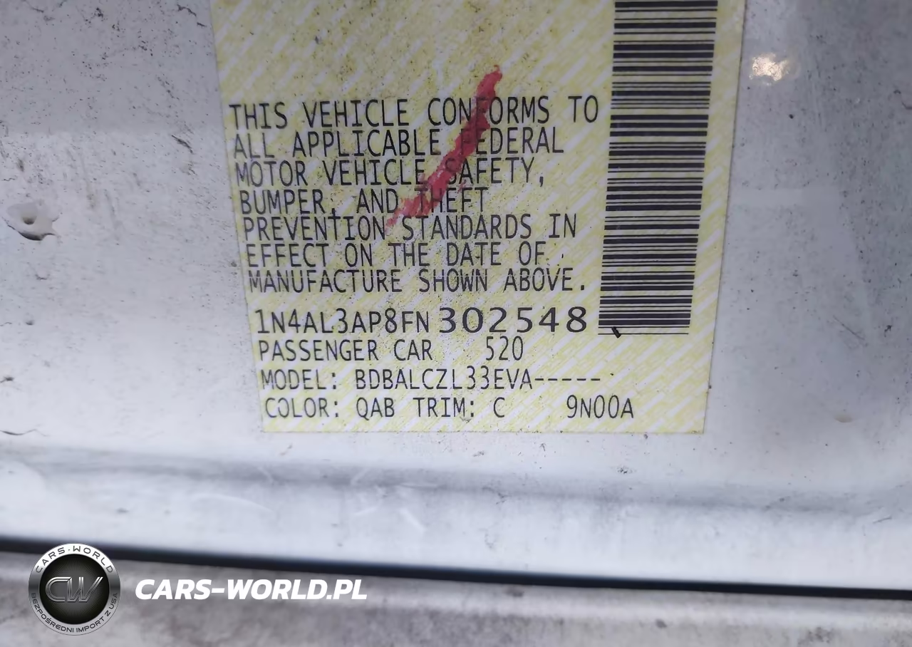 2015 Nissan Altima 2.5-2.5 S-2.5 Sl-2.5 Sv VIN:1N4AL3AP8FN302548 - 9
