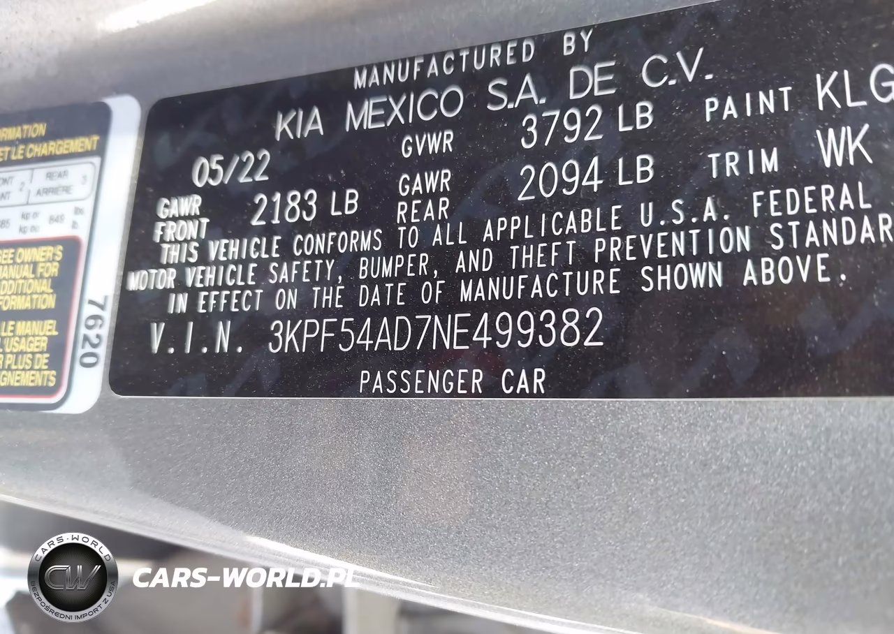 2022 Kia Forte Gt-Line VIN:3KPF54AD7NE499382 - 9