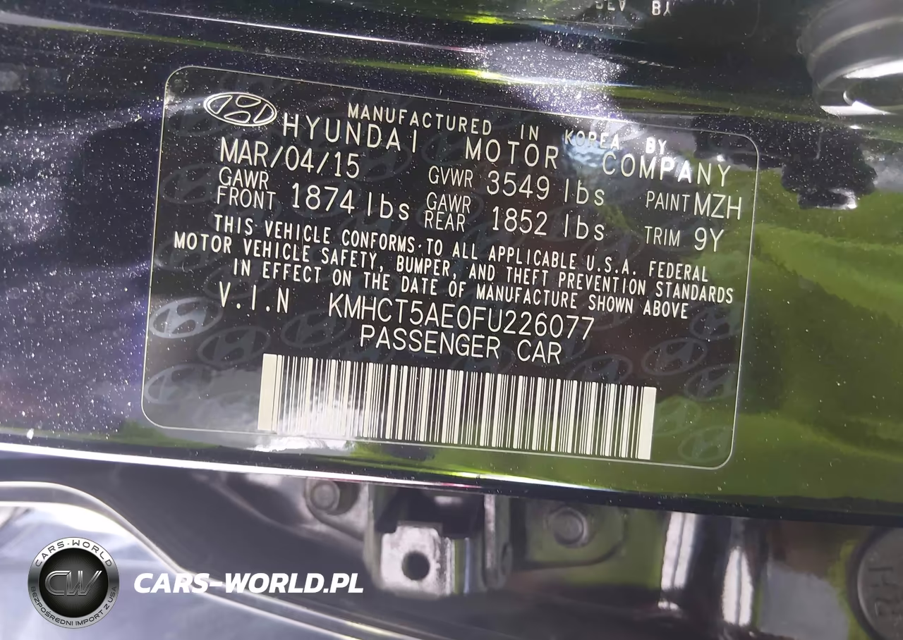 2015 Hyundai Accent Gs VIN:KMHCT5AEOFU226077 - 9