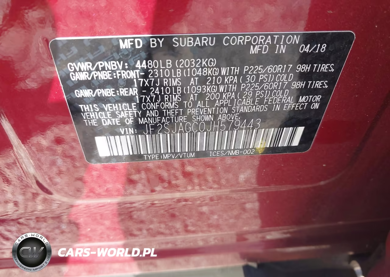 2018 Subaru Forester 2.5I Premium VIN:JF2SJAGC0JH579443 - 9