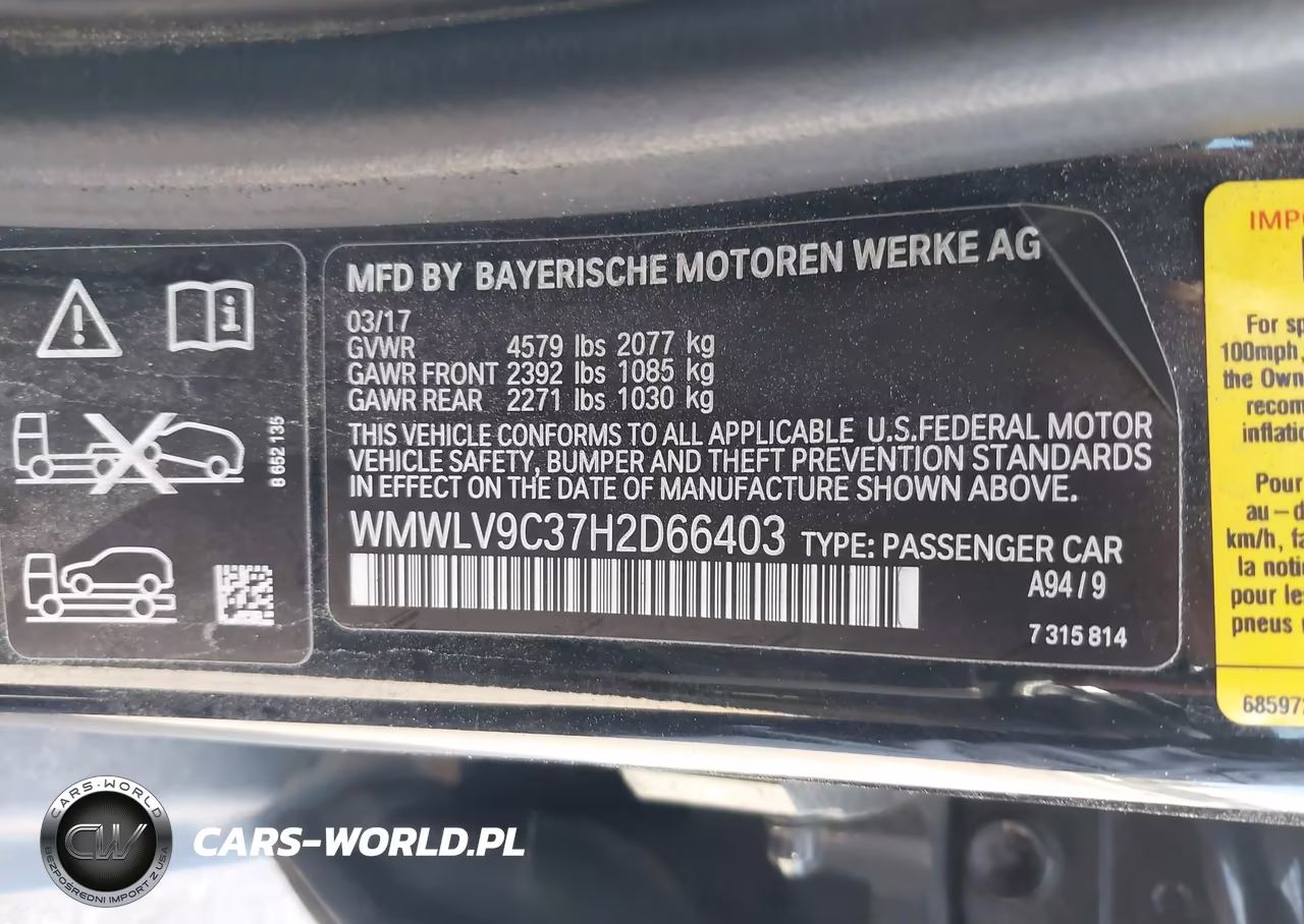 2017 Mini Clubman John Cooper Works VIN:WMWLV9C37H2D66403 - 9