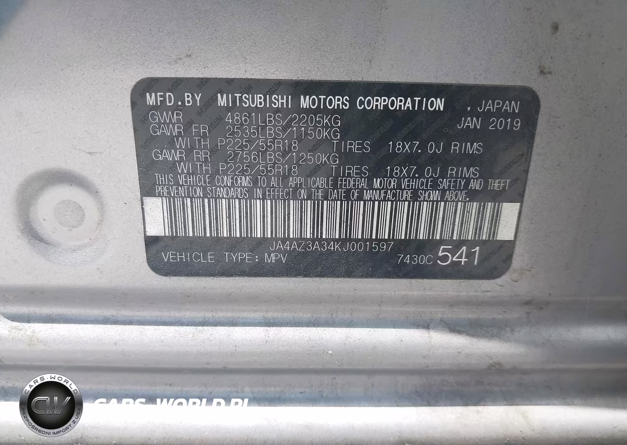 2019 Mitsubishi Outlander Sel VIN:JA4AZ3A34KJ001597 - 9