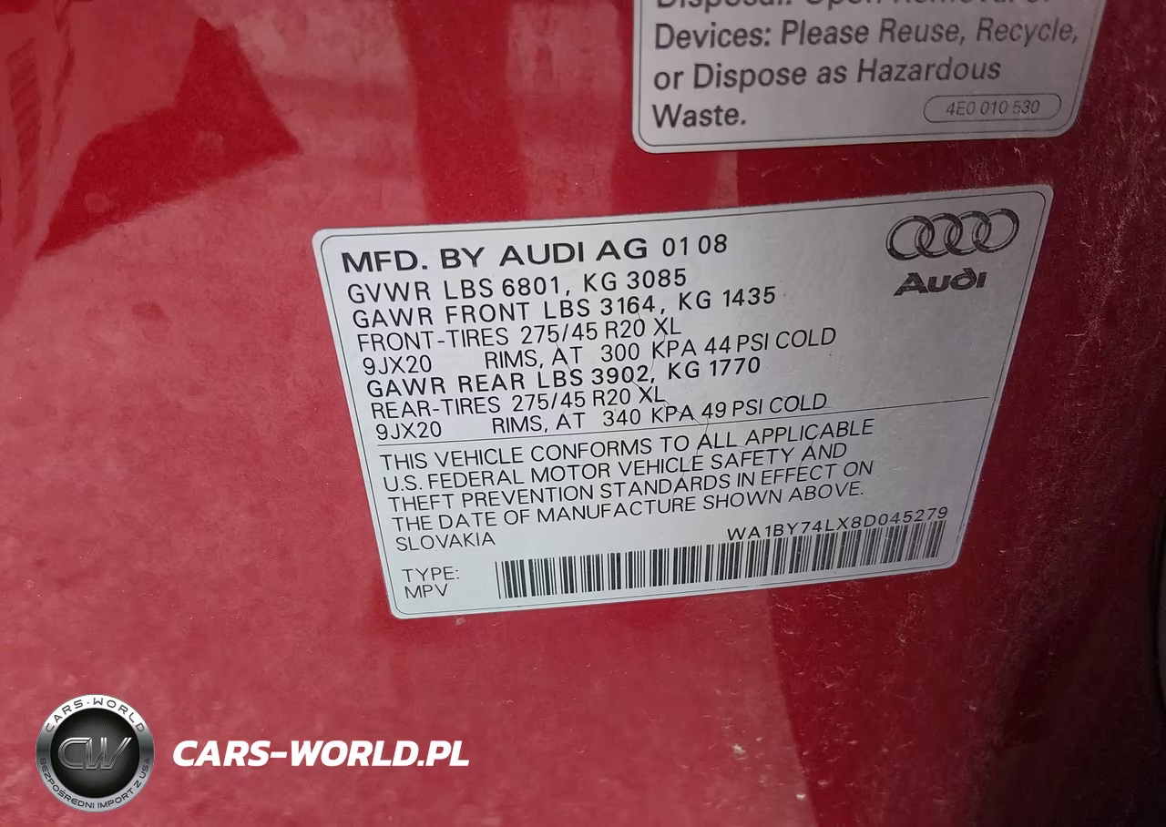 2008 Audi Q7 3.6 Premium VIN:WA1BY74LX8D045279 - 9