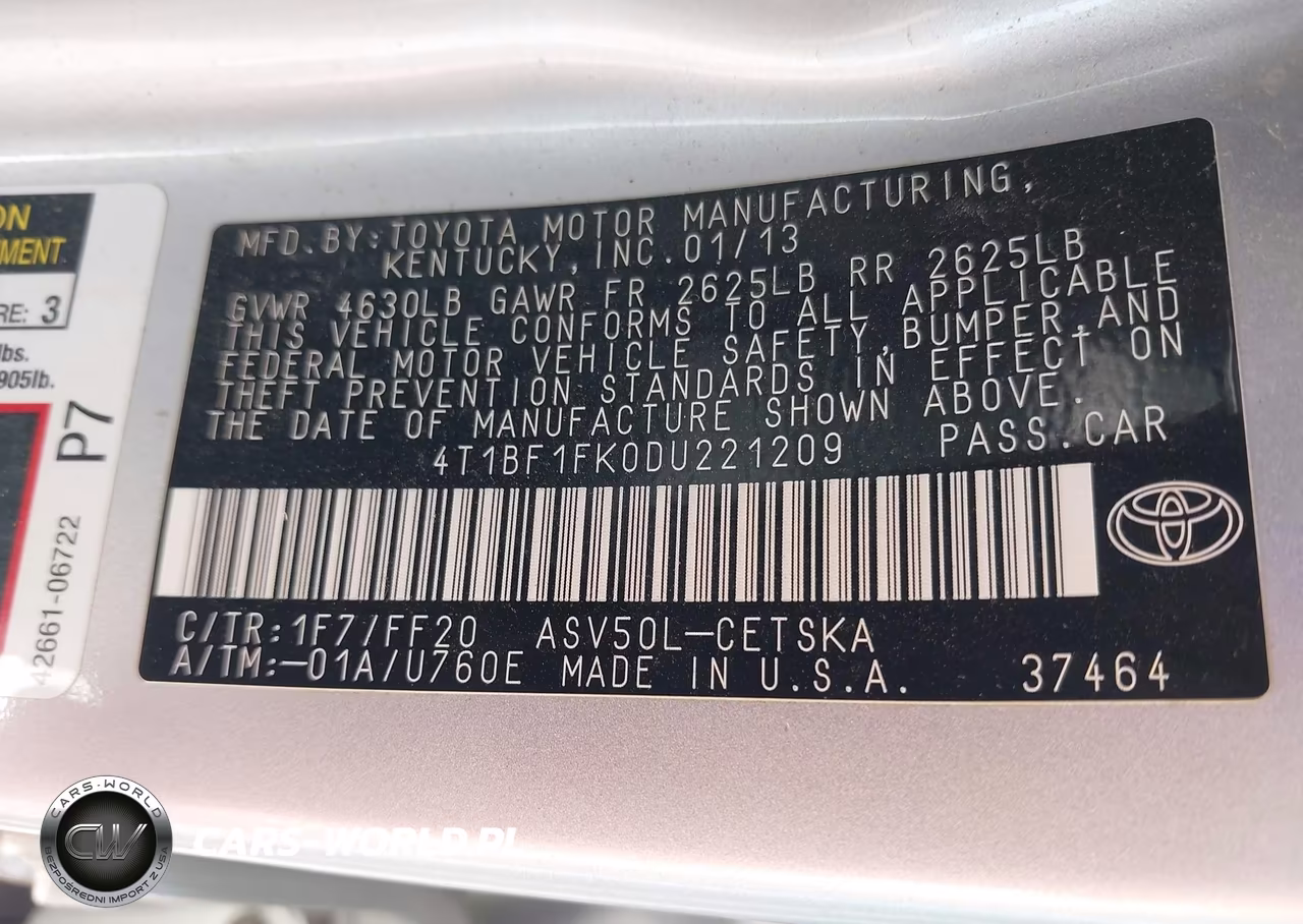 2013 Toyota Camry Se VIN:4T1BF1FK0DU221209 - 9