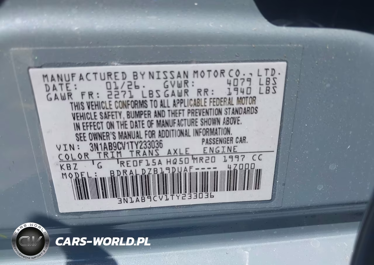 2026 Nissan Sentra Sv VIN:3N1AB9CV1TY233036 - 9