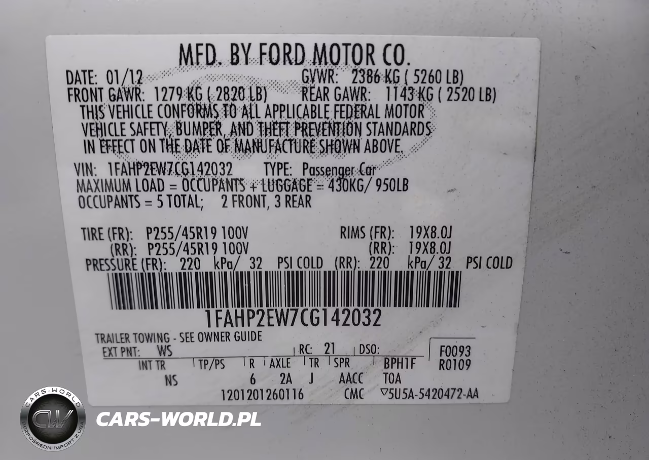 2012 Ford Taurus Sel VIN:1FAHP2EW7CG142032 - 9