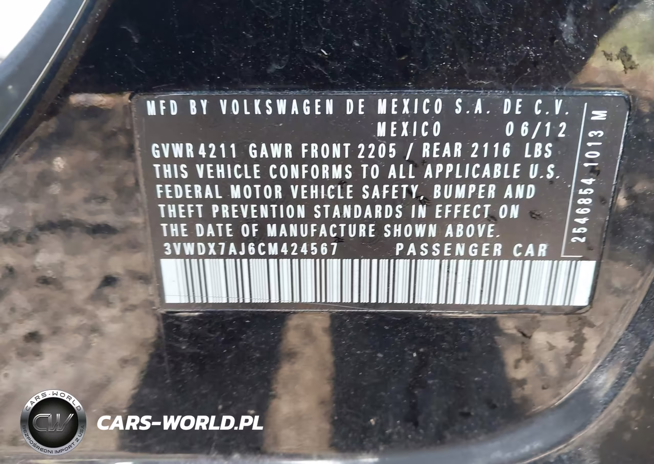 2012 Volkswagen Jetta 2.5L Se VIN:3VWDX7AJ6CM424567 - 9