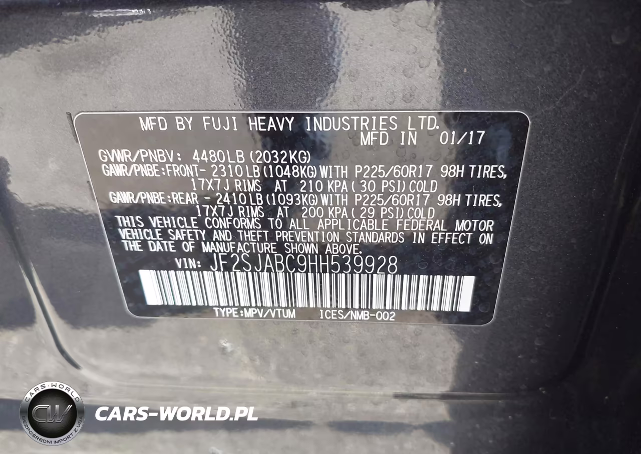 2017 Subaru Forester 2.5I VIN:JF2SJABC9HH539928 - 9