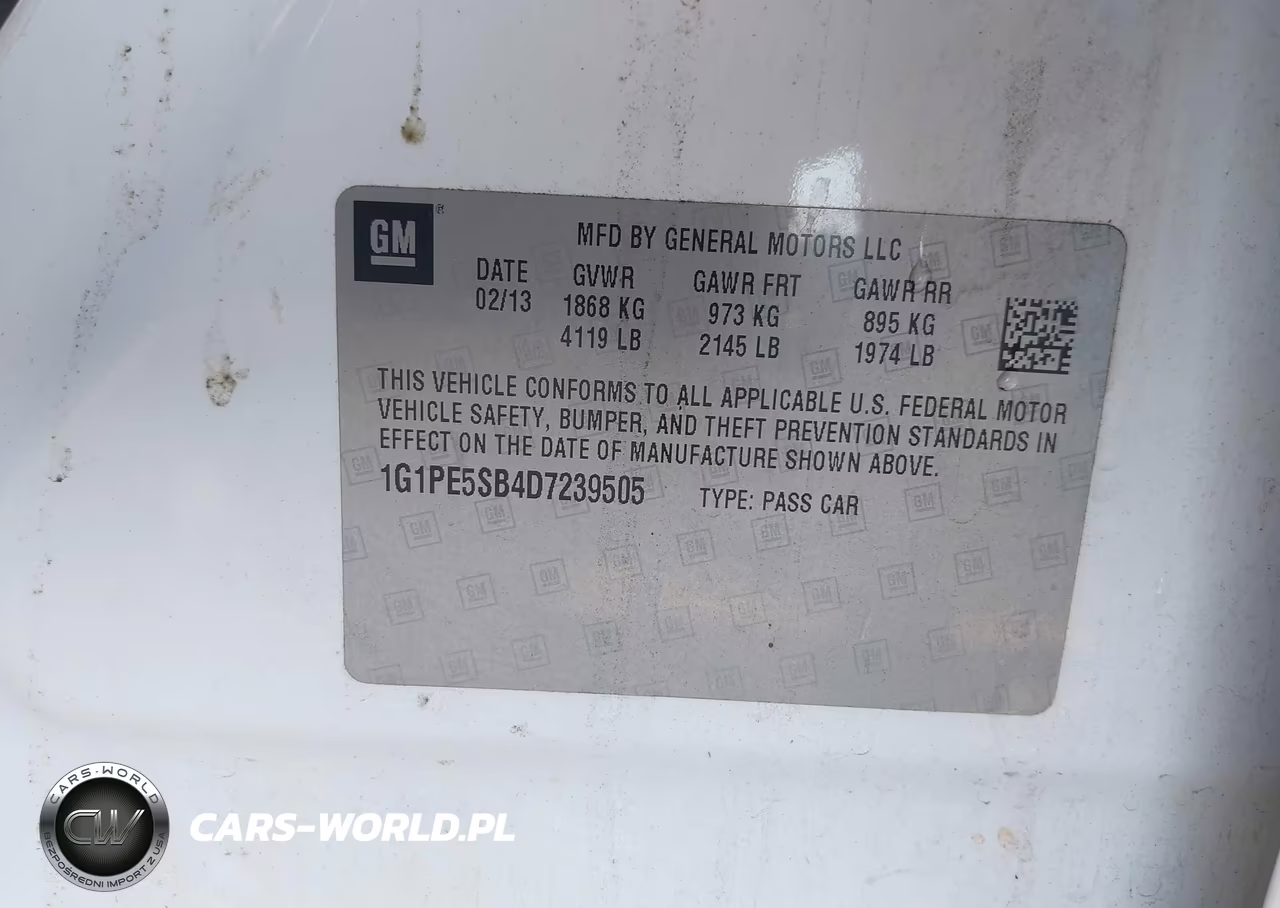 2013 Chevrolet Cruze 2Lt Auto VIN:1G1PE5SB4D7239505 - 9
