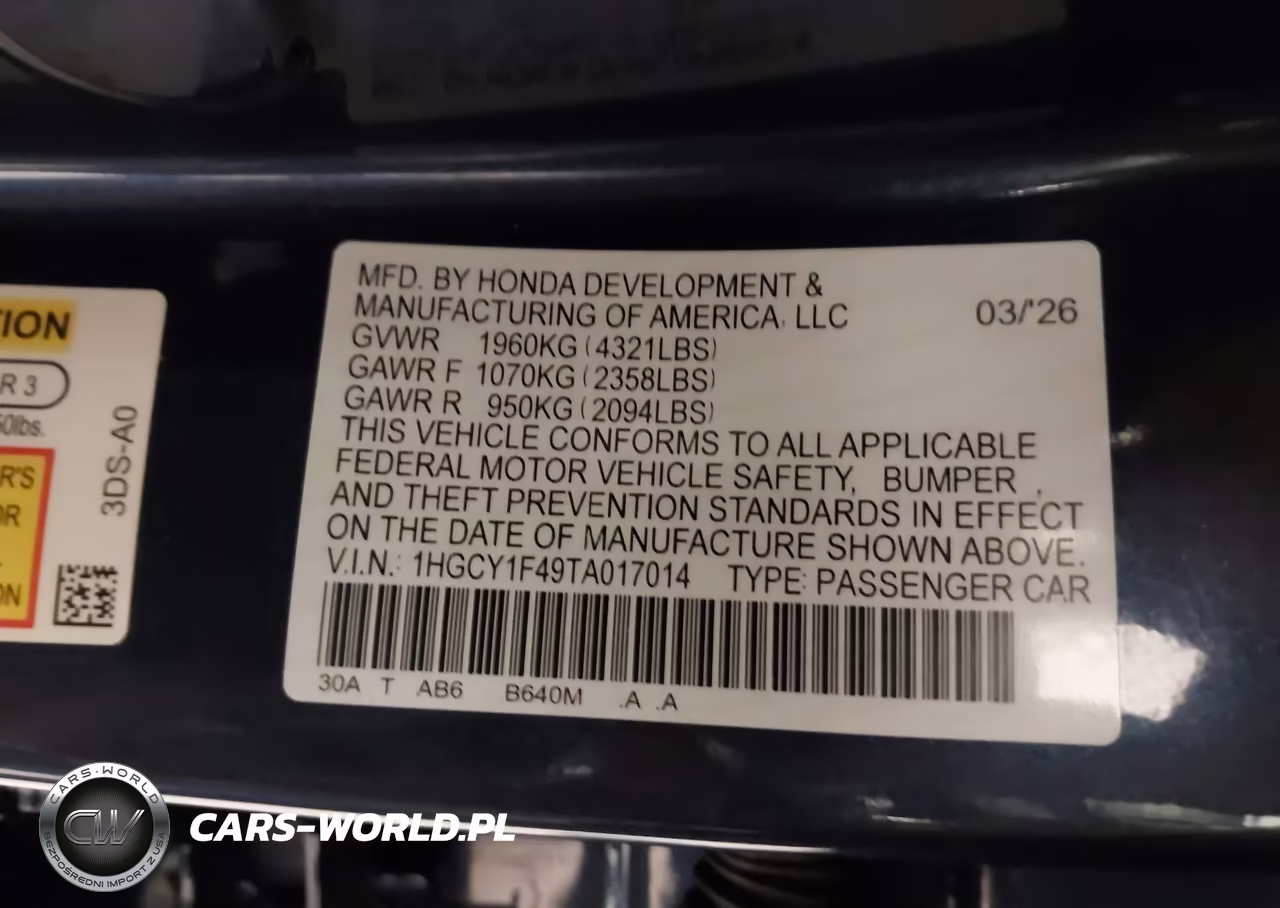 2026 Honda Accord Se VIN:1HGCY1F49TA017014 - 9