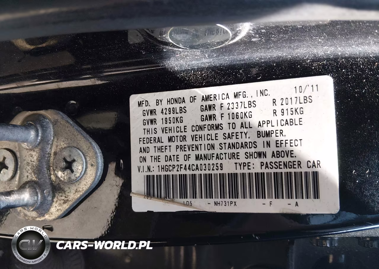 2012 Honda Accord 2.4 Lx-P VIN:1HGCP2F44CA030259 - 9