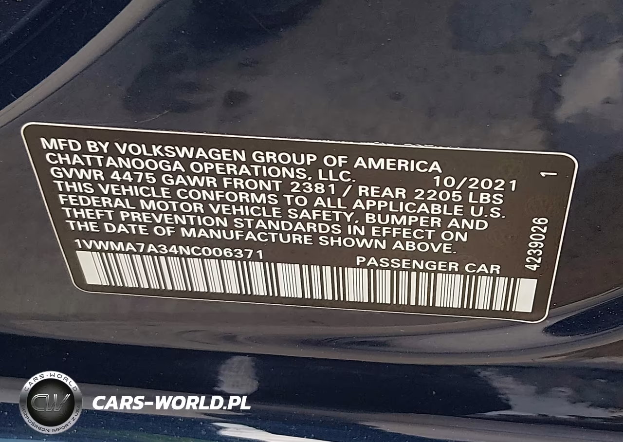2022 Volkswagen Passat 2.0T R-Line VIN:1VWMA7A34NC006371 - 9