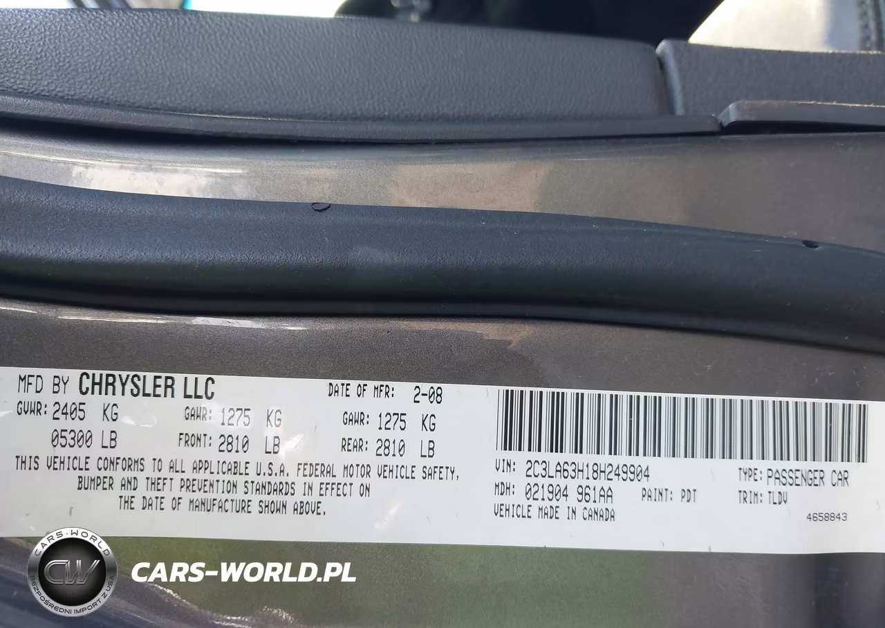 2008 Chrysler 300C Hemi VIN:2C3LA63H18H249904 - 9
