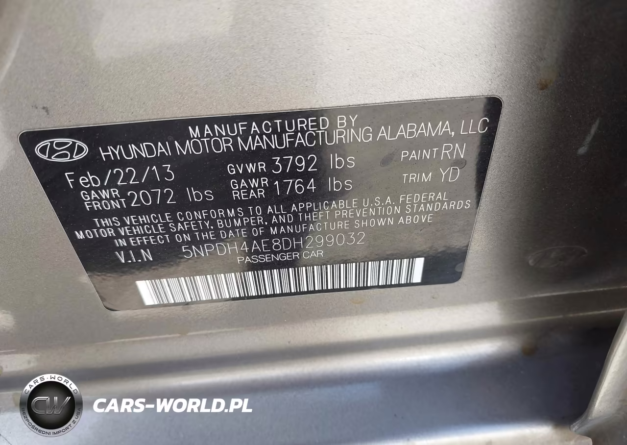 2013 Hyundai Elantra Limited VIN:5NPDH4AE8DH299032 - 9