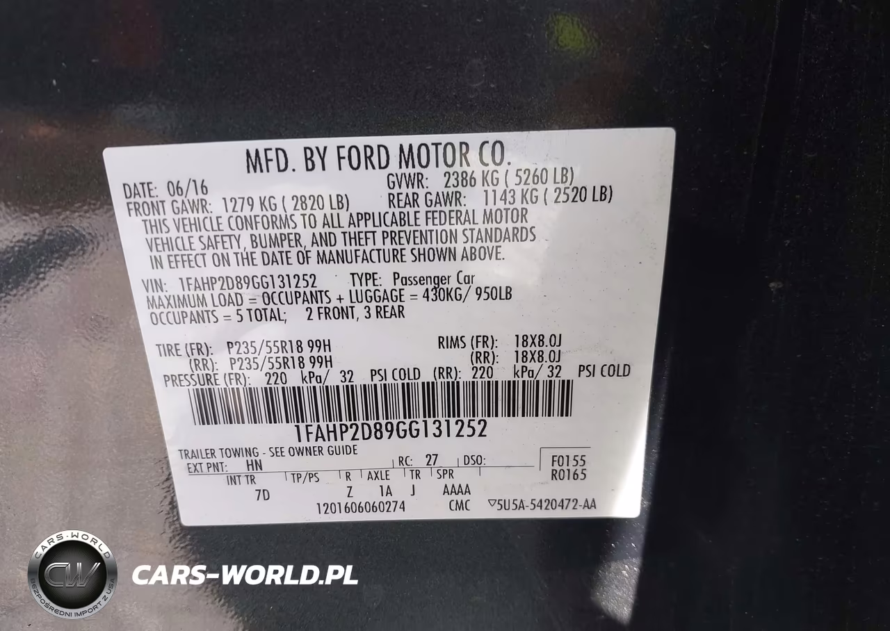 2016 Ford Taurus Se VIN:1FAHP2D89GG131252 - 9