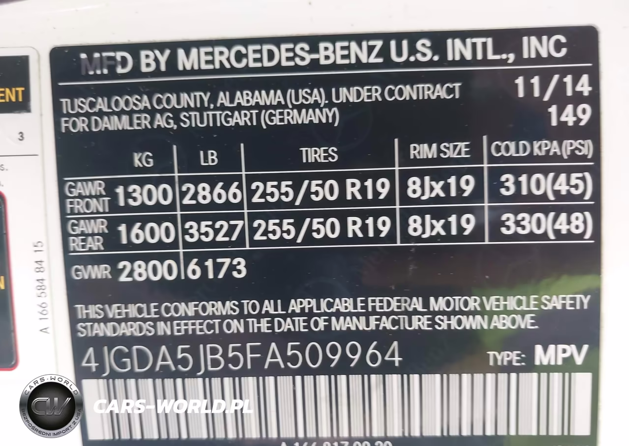 2015 Mercedes-Benz Ml 350 VIN:4JGDA5JB5FA509964 - 9