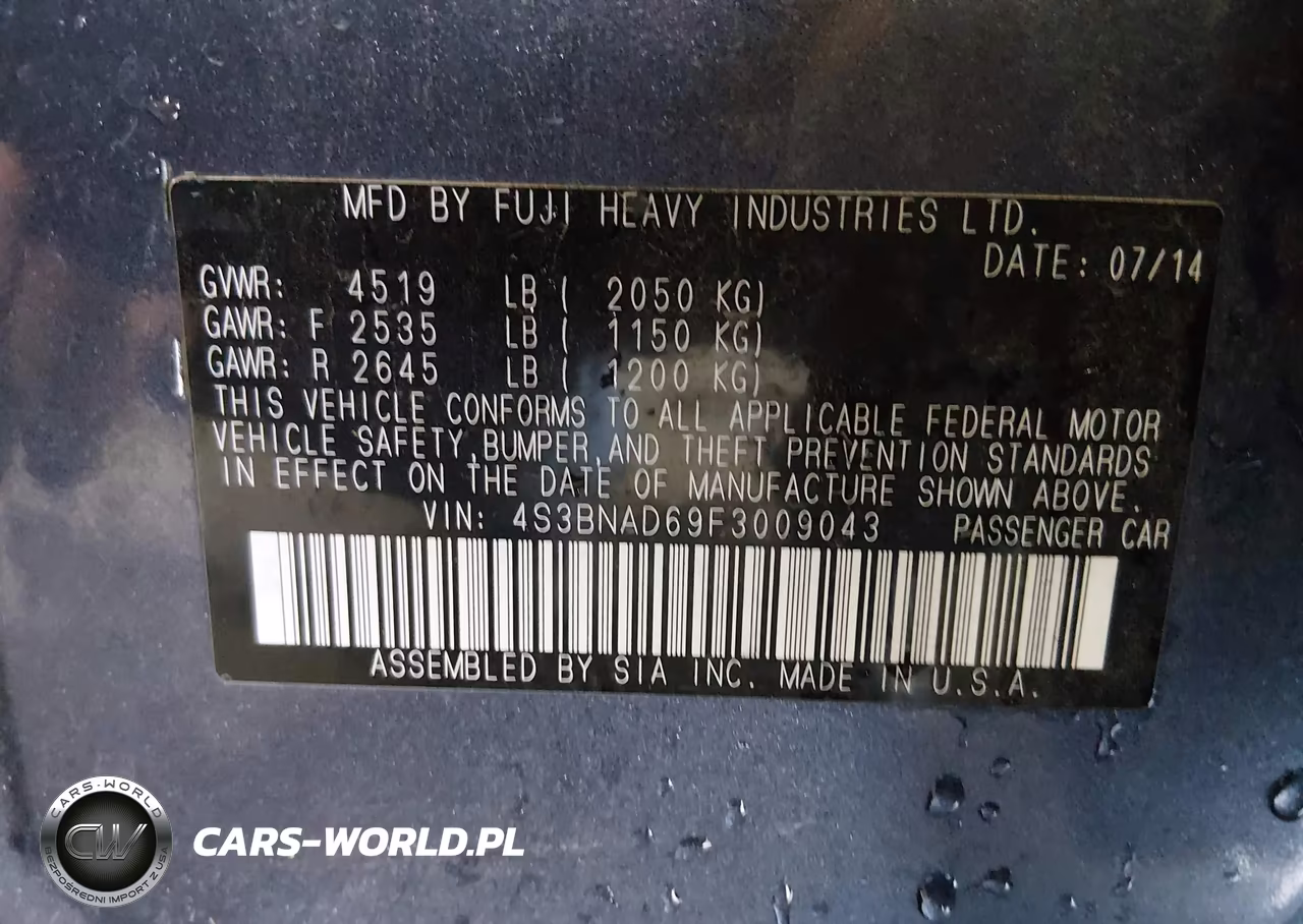 2015 Subaru Legacy 2.5I Premium VIN:4S3BNAD69F3009043 - 9