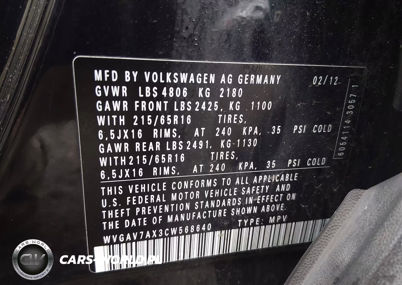 2012 Volkswagen Tiguan Le VIN:WVGAV7AX3CW568640 - 9