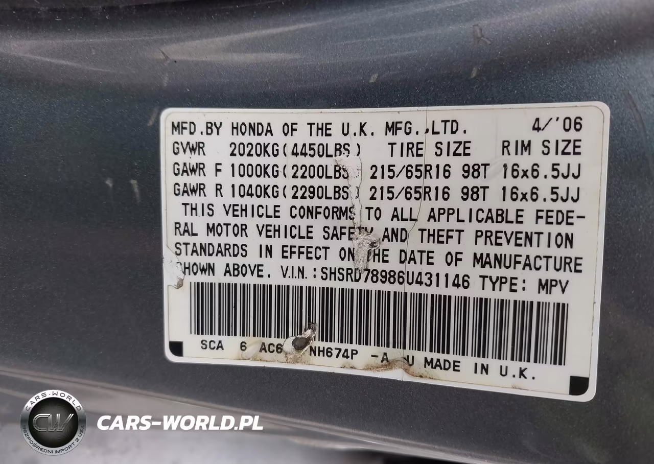 2006 Honda Cr-V Se VIN:SHSRD78986U431146 - 9