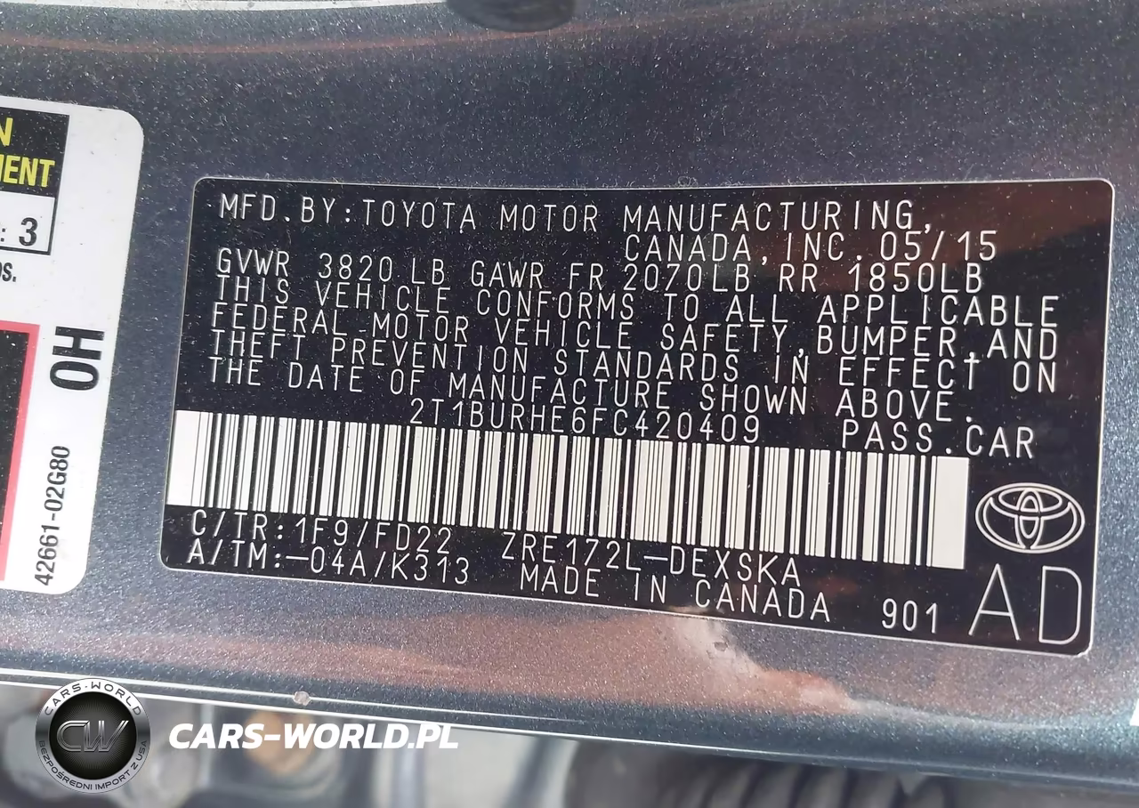 2015 Toyota Corolla L-Le-Le Pls-Prm-S-S Pls VIN:2T1BURHE6FC420409 - 9
