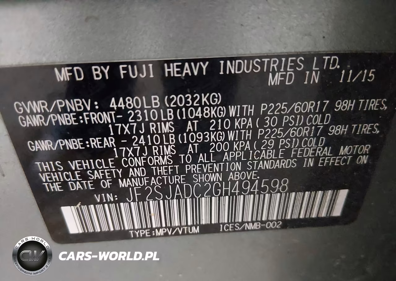 2016 Subaru Forester 2.5I Premium VIN:JF2SJADC2GH494598 - 9