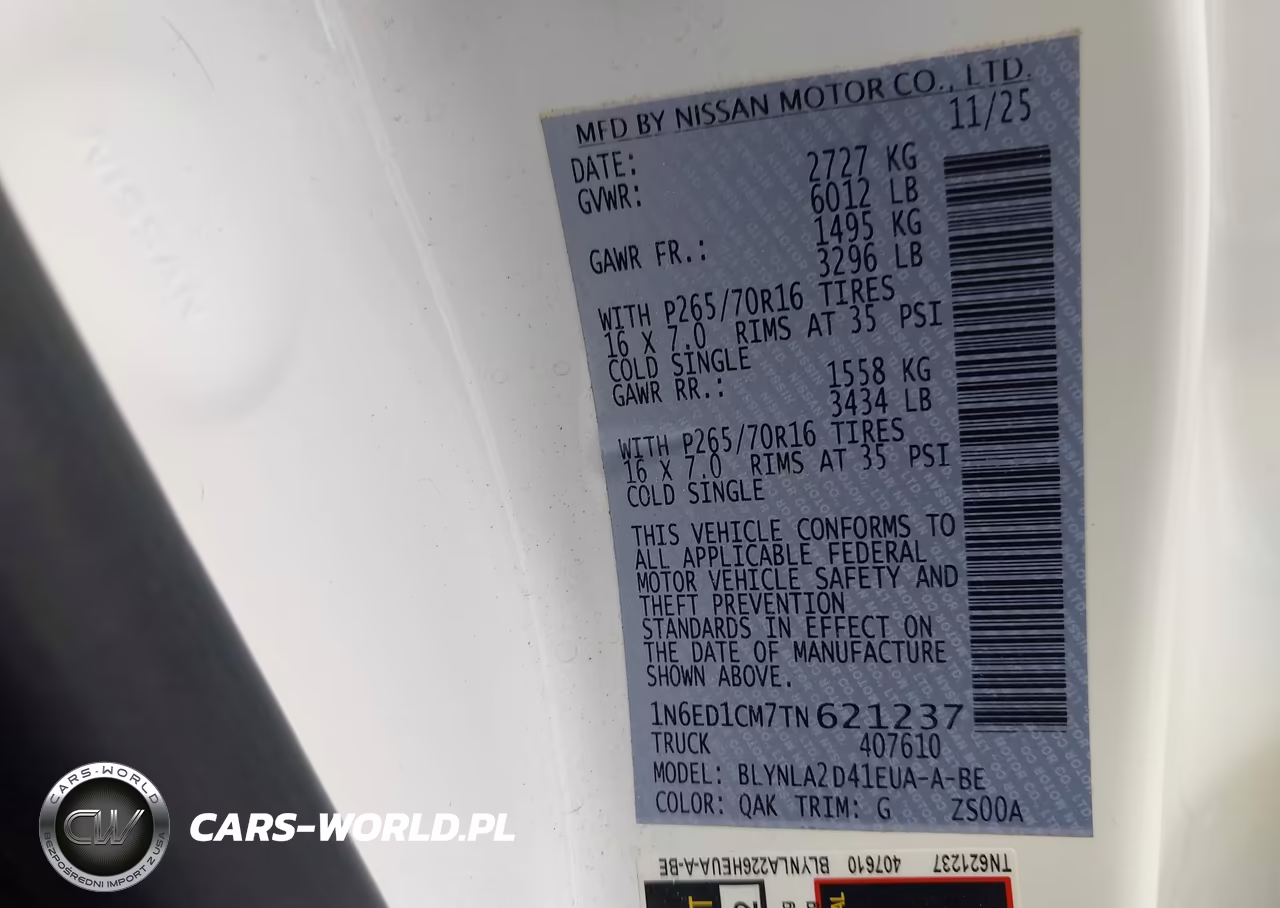 2026 Nissan Frontier King Cab S 4X4 VIN:1N6ED1CM7TN621237 - 9
