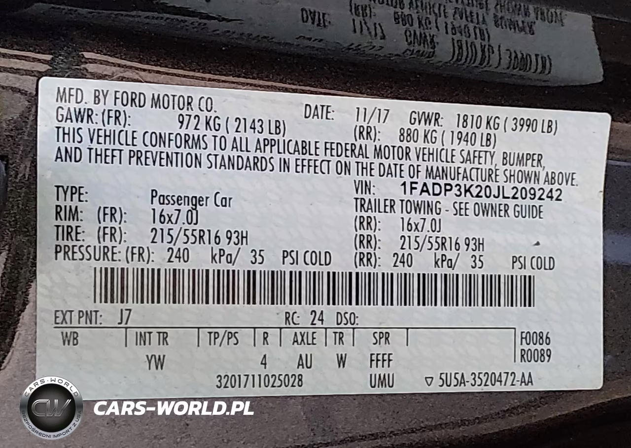 2018 Ford Focus Se VIN:1FADP3K20JL209242 - 9