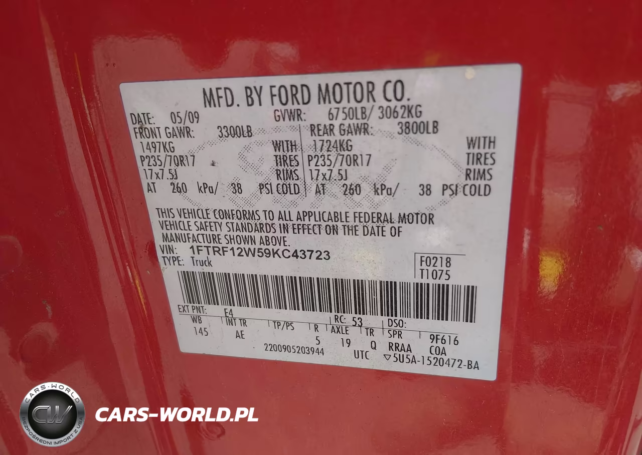 2009 Ford F-150 Stx-Xl-Xl W-Midbox Prep-Xlt-Xlt W-Midbox Prep VIN:1FTRF12W59KC43723 - 9