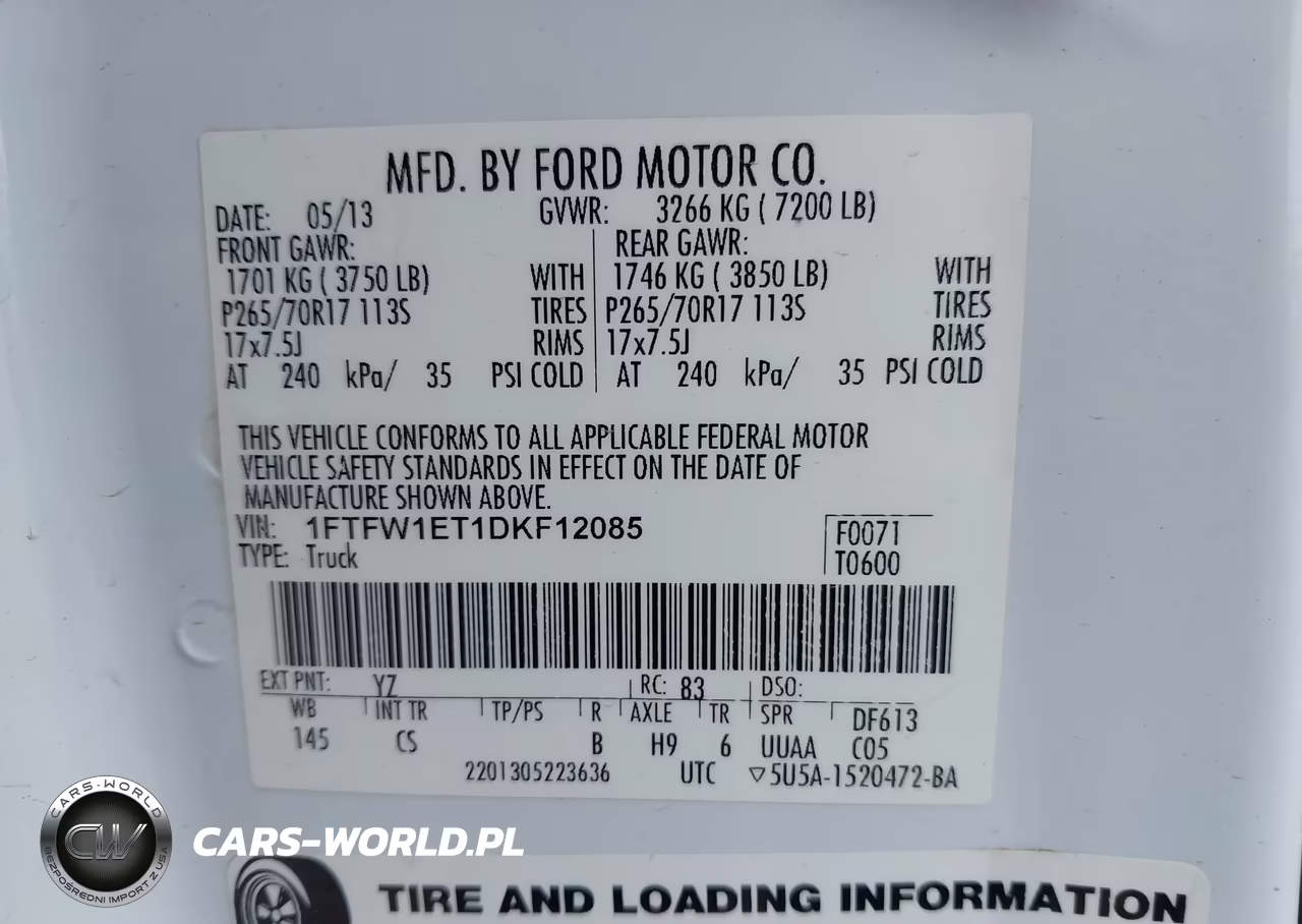 2013 Ford F-150 Xl VIN:1FTFW1ET1DKF12085 - 9