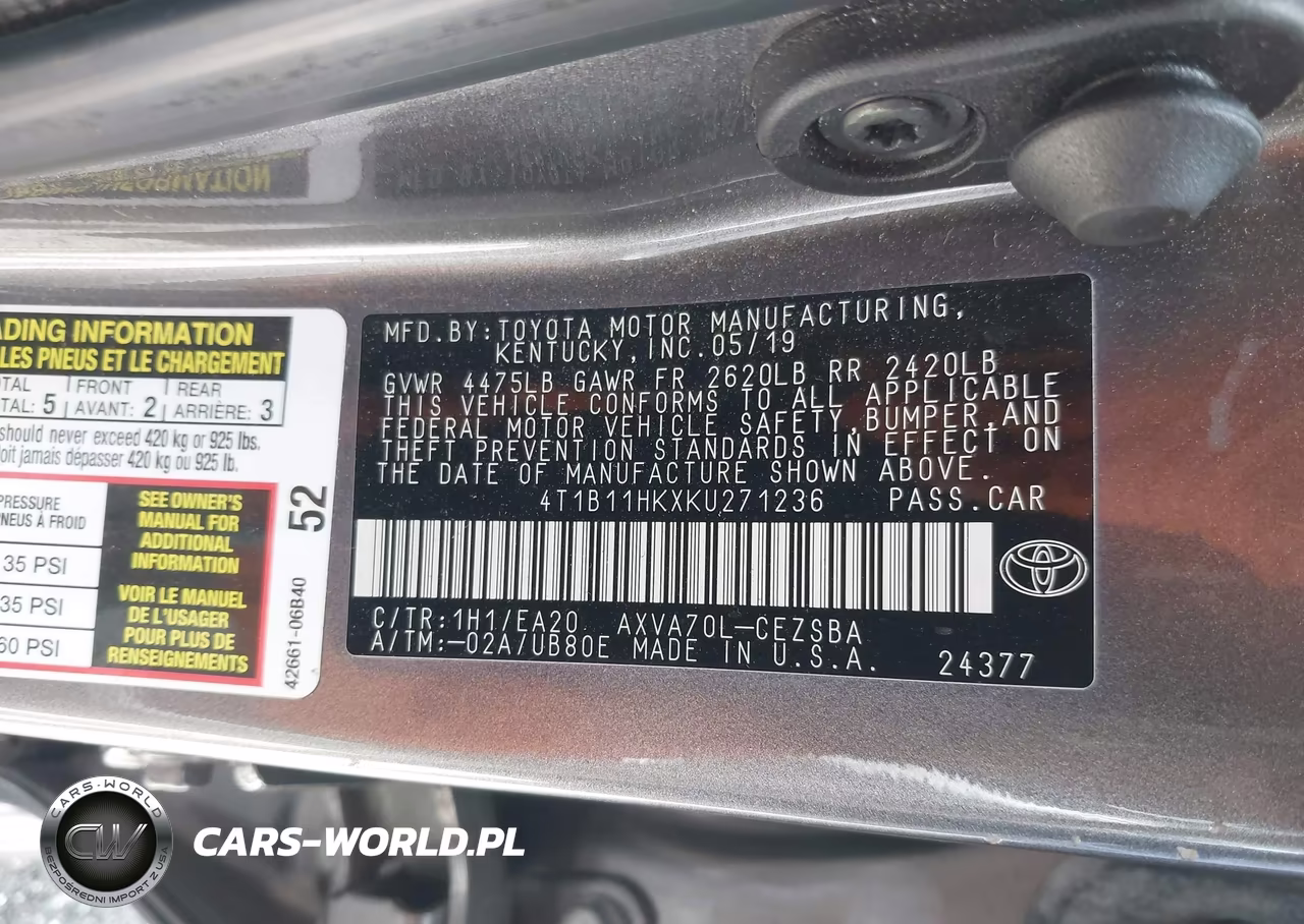 2019 Toyota Camry Se VIN:4T1B11HKXKU271236 - 9