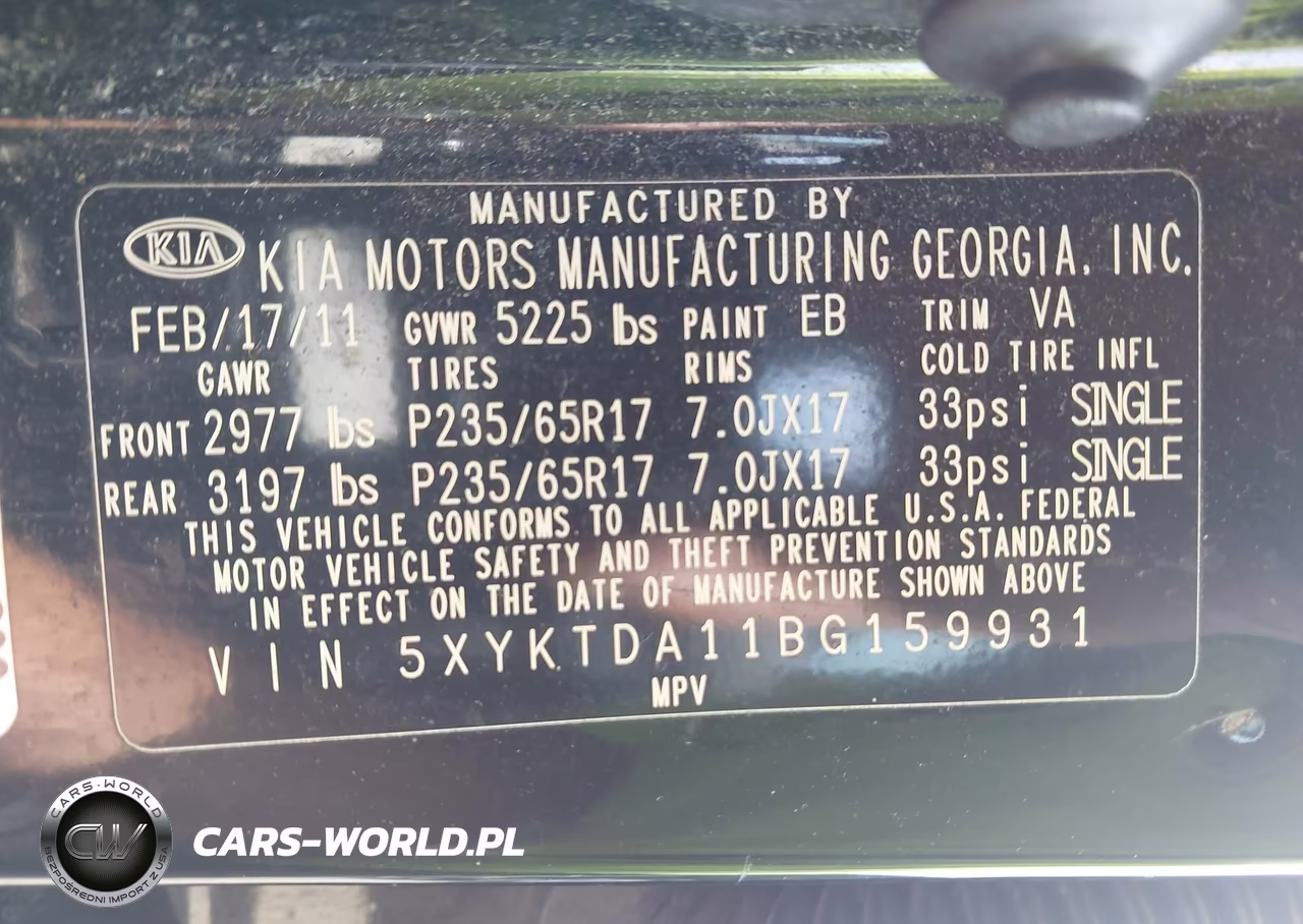2011 Kia Sorento Lx VIN:5XYKTDA11BG159931 - 9