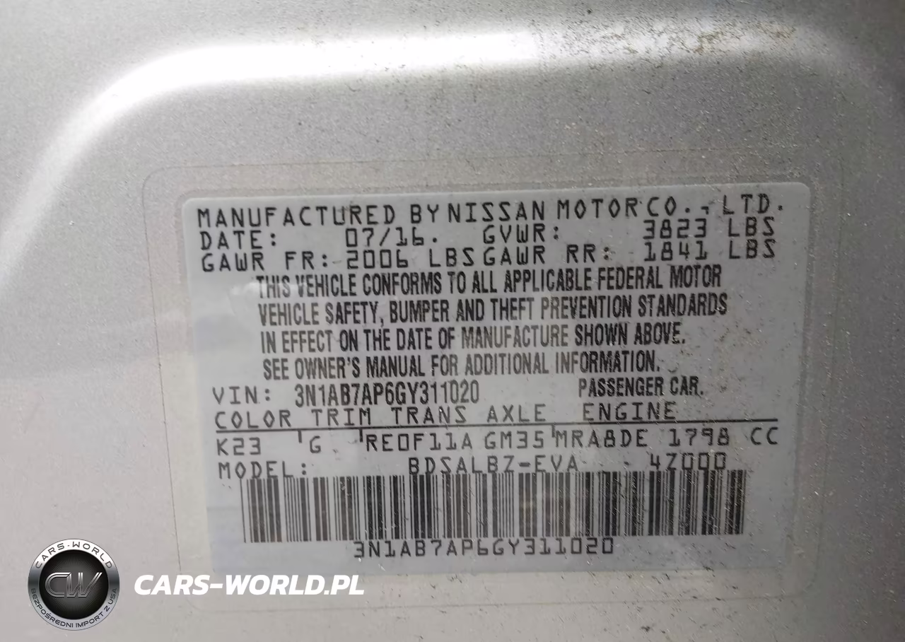 2016 Nissan Sentra S VIN:3N1AB7AP6GY311020 - 9