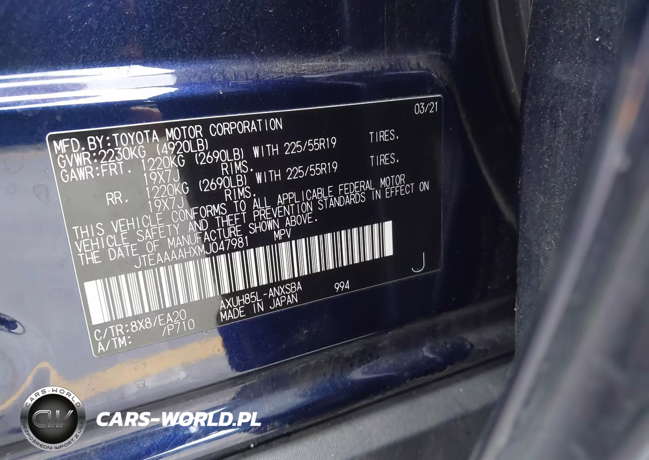 2021 Toyota Venza Limited VIN:JTEAAAAHXMJ047981 - 9