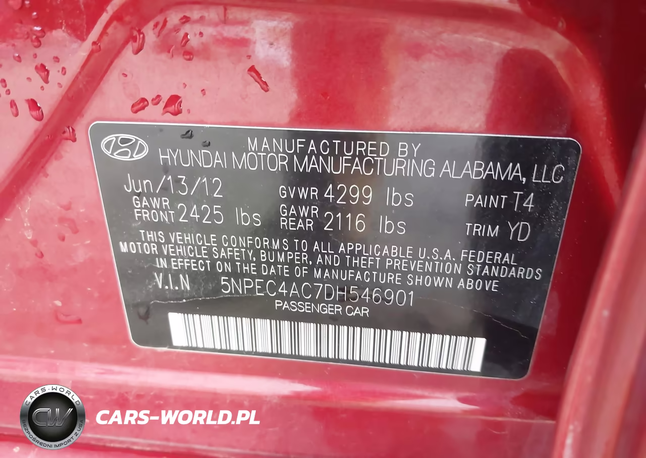 2013 Hyundai Sonata Limited VIN:5NPEC4AC7DH546901 - 9