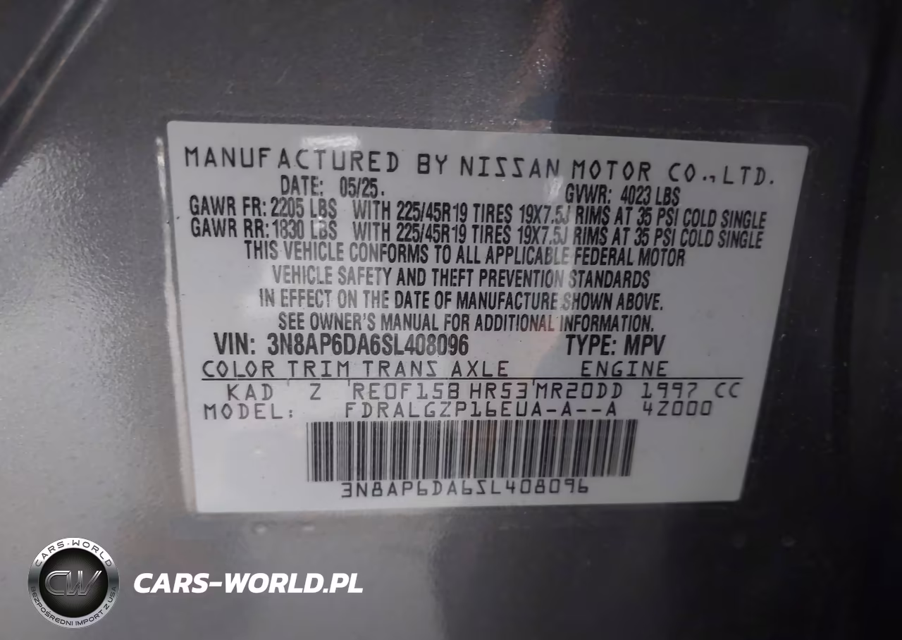 2025 Nissan Kicks Sr Fwd VIN:3N8AP6DA6SL408096 - 9