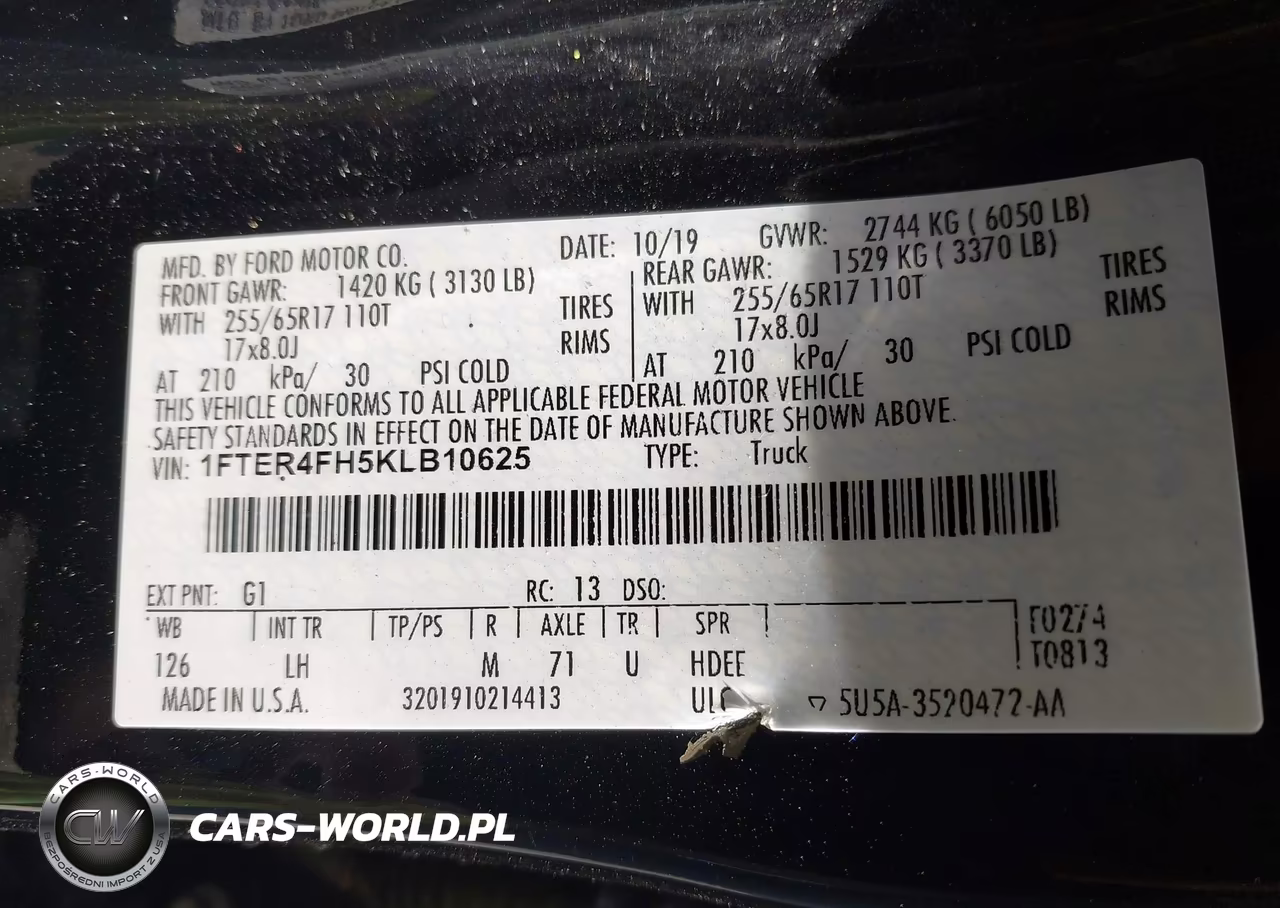 2019 Ford Ranger Xlt VIN:1FTER4FH5KLB10625 - 9