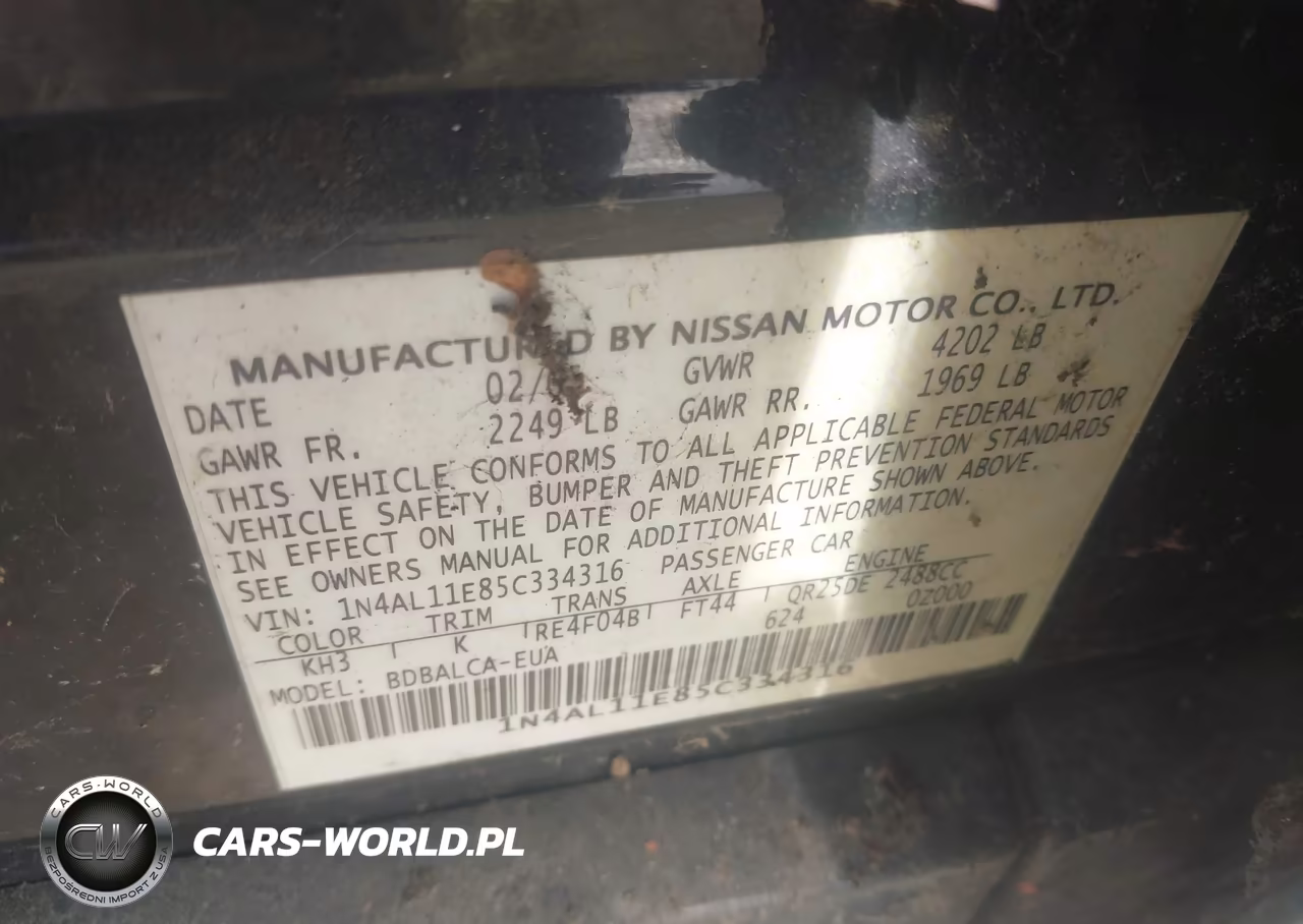 2005 Nissan Altima 2.5 S VIN:1N4AL11E85C334316 - 9