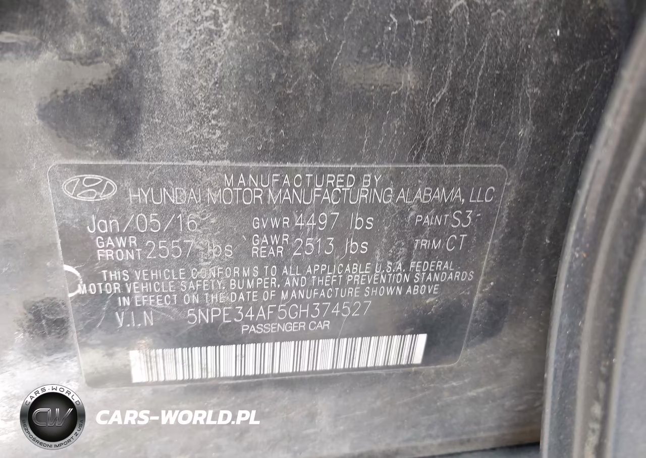 2016 Hyundai Sonata Sport VIN:5NPE34AF5GH374527 - 9
