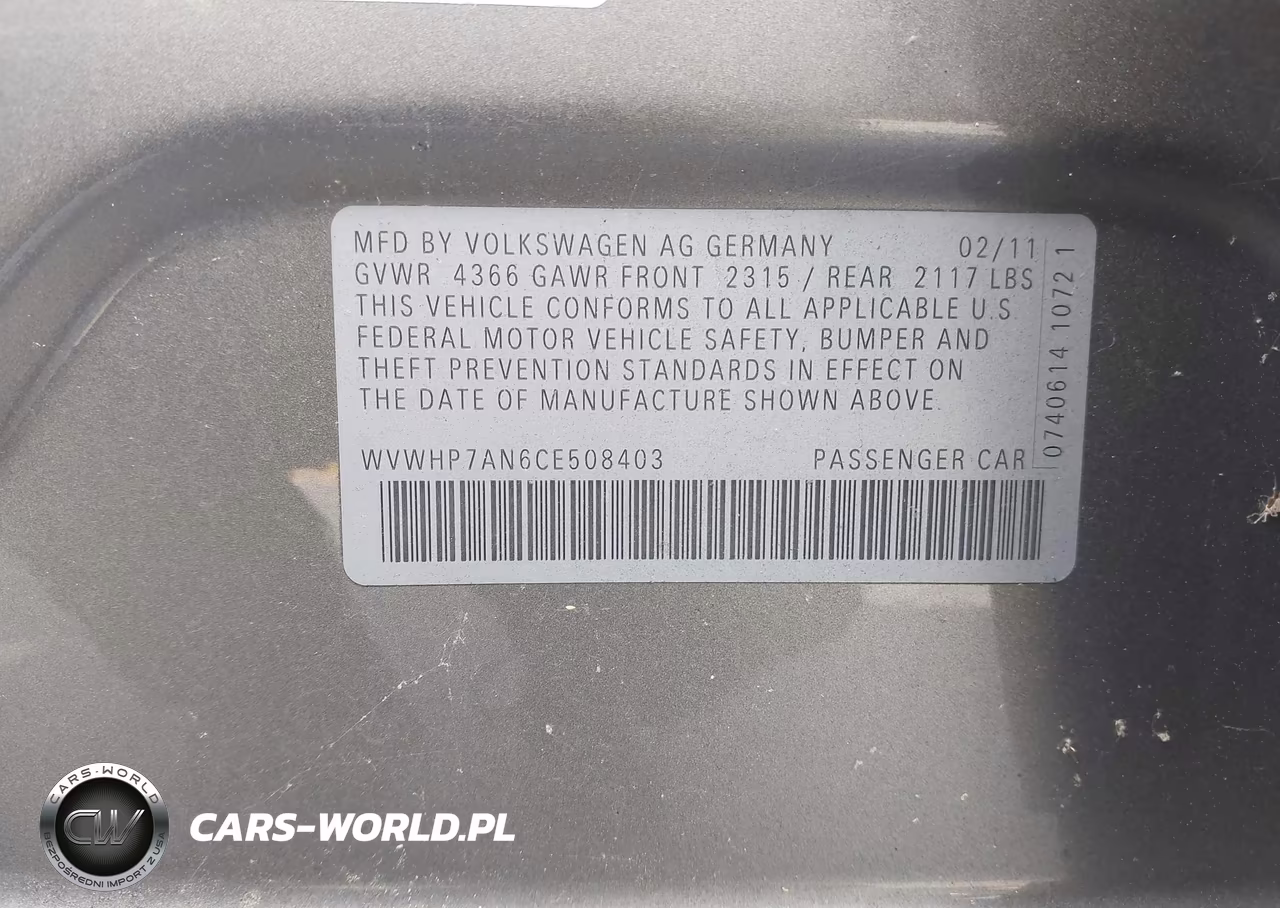 2012 Volkswagen Cc Lux VIN:WVWHP7AN6CE508403 - 9