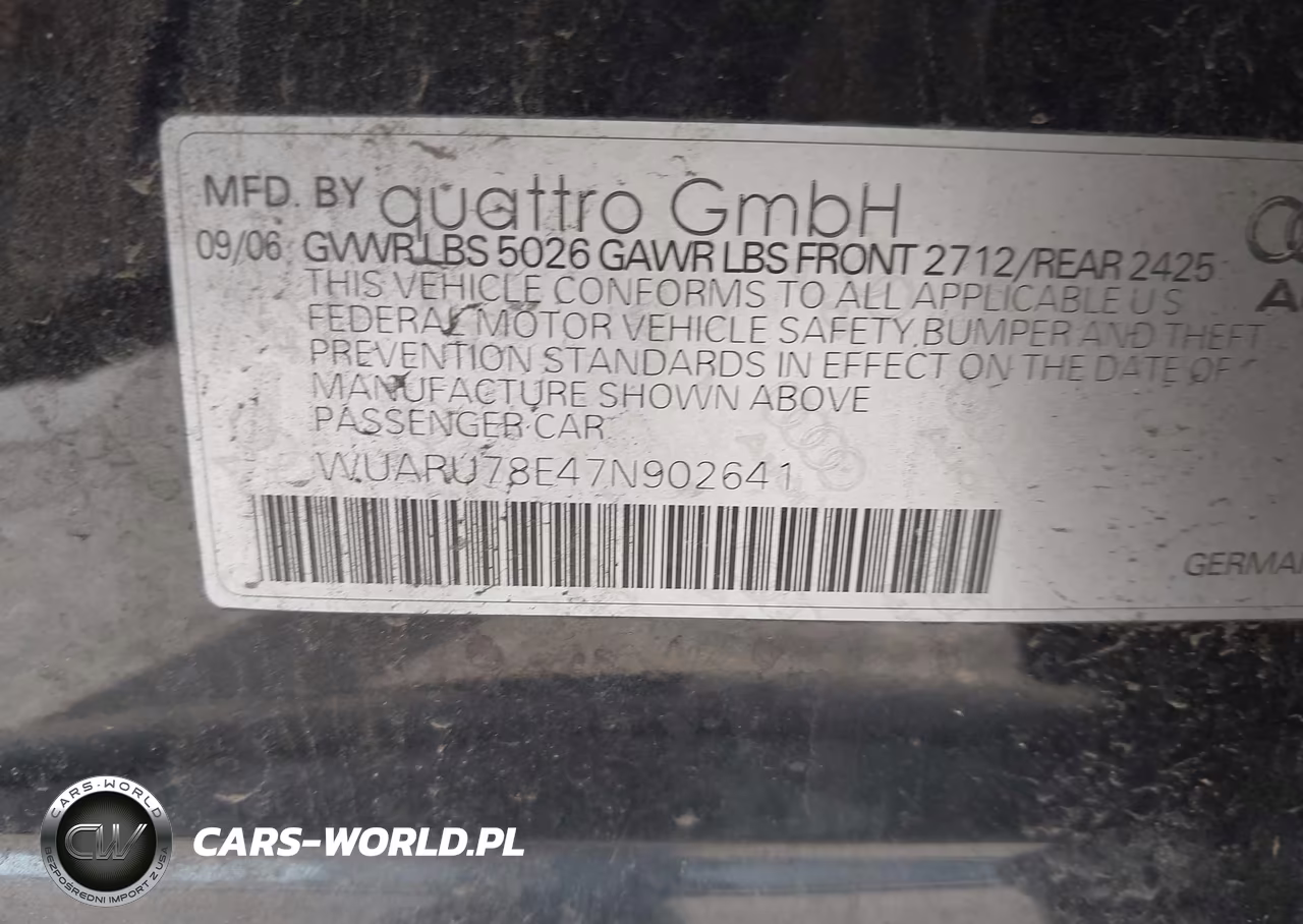 2007 Audi Rs 4 4.2L VIN:WUARU78E47N902641 - 9
