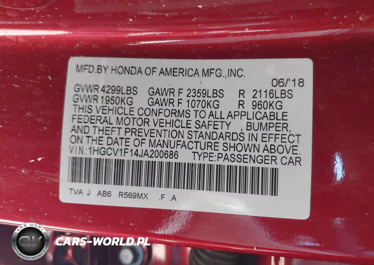 2018 Honda Accord Lx VIN:1HGCV1F14JA200686 - 9