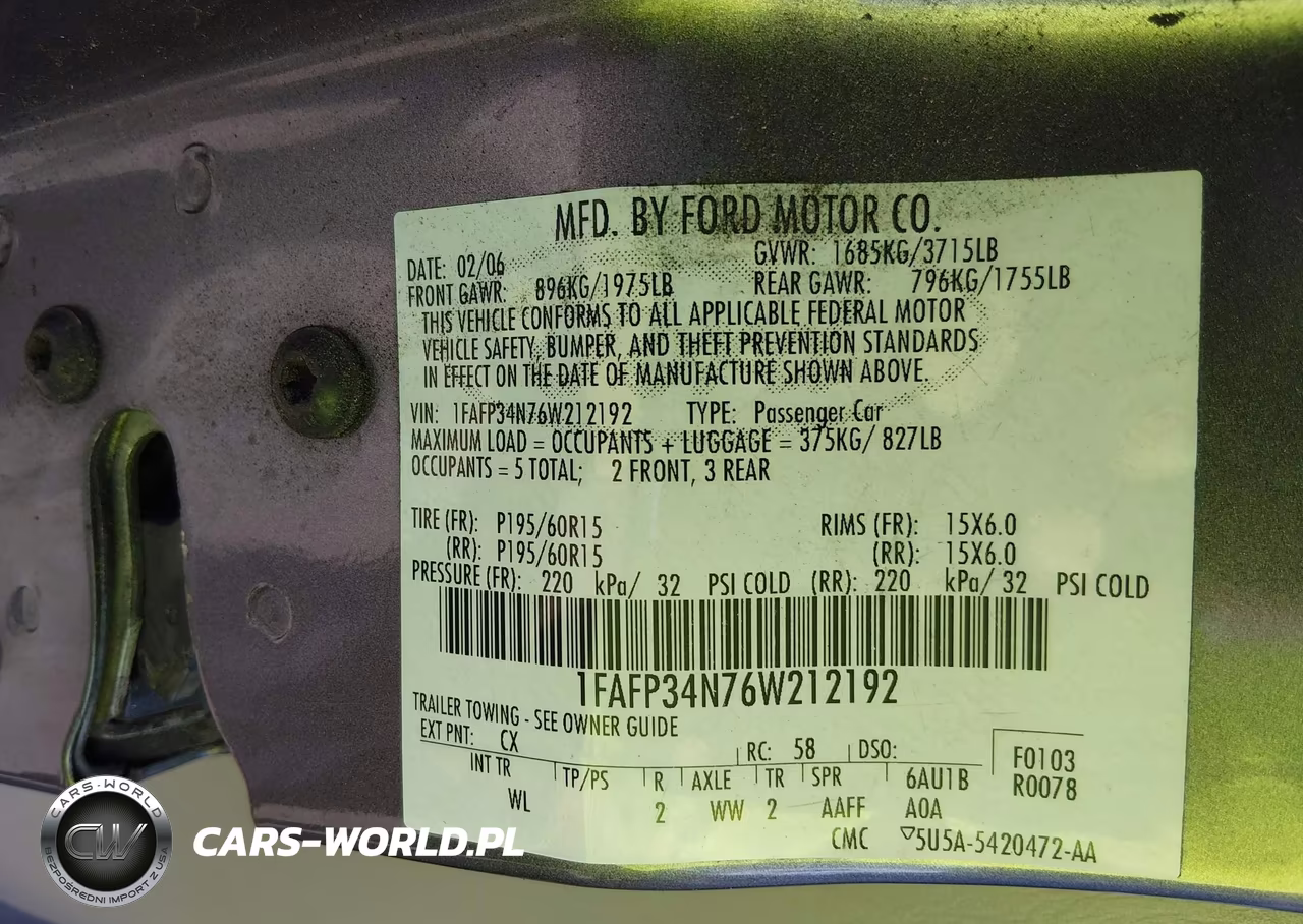 2006 Ford Focus Zx4 VIN:1FAFP34N76W212192 - 9