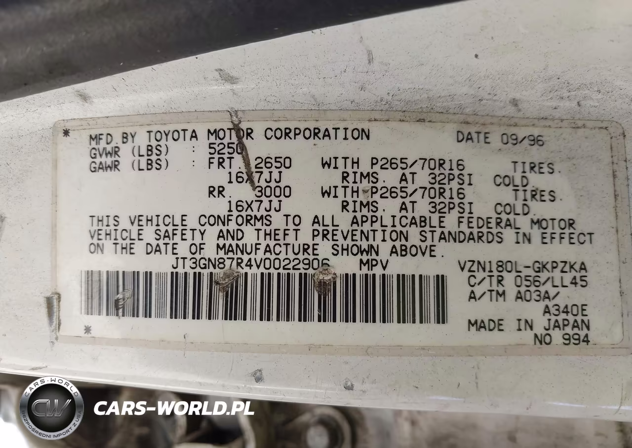 1997 Toyota 4Runner Sr5 V6 Limited VIN:JT3GN87R4V0022906 - 9
