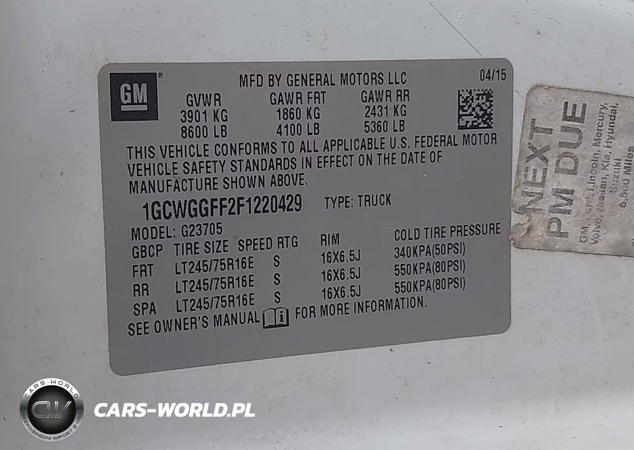 2015 Chevrolet Express 2500 Work Van VIN:1GCWGGFF2F1220429 - 9