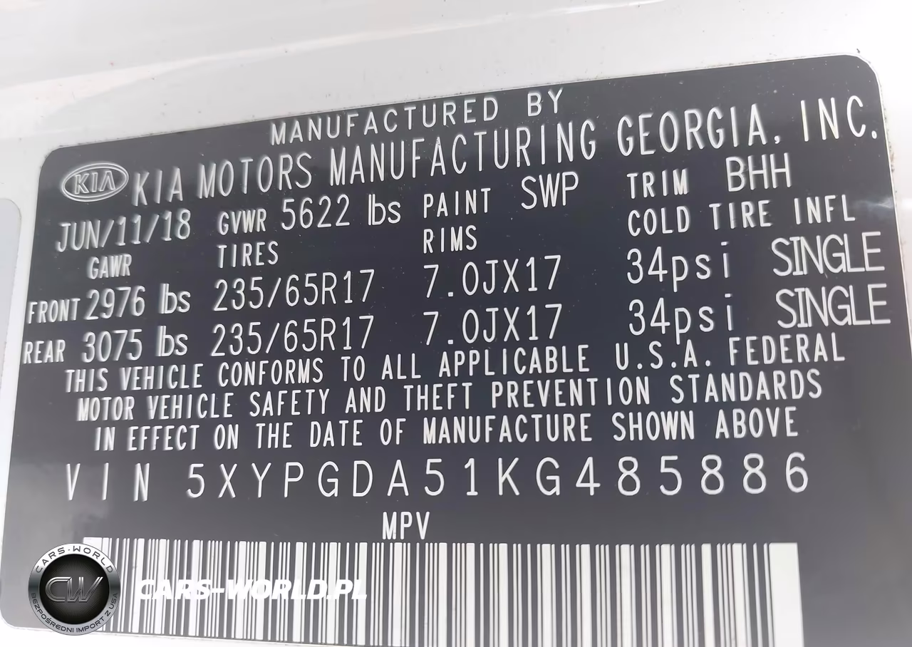 2019 Kia Sorento 3.3L Lx VIN:5XYPGDA51KG485886 - 9
