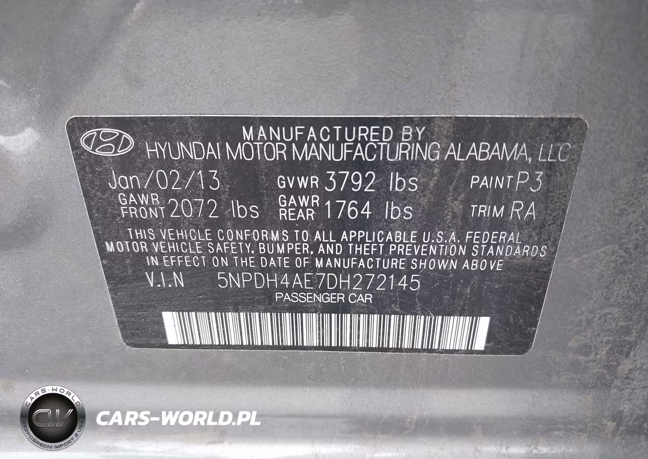 2013 Hyundai Elantra Limited VIN:5NPDH4AE7DH272145 - 9