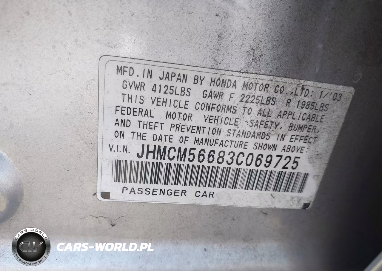 2003 Honda Accord 2.4 Ex VIN:JHMCM56683C069725 - 9